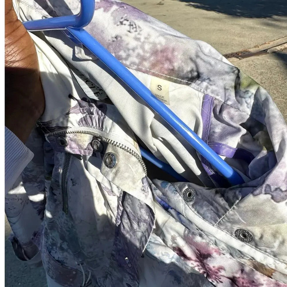 Badgley Mischka Print Cargo Zip Up Hoodie Windbreaker Jacket Women’s Size Small - Picture 6 of 8